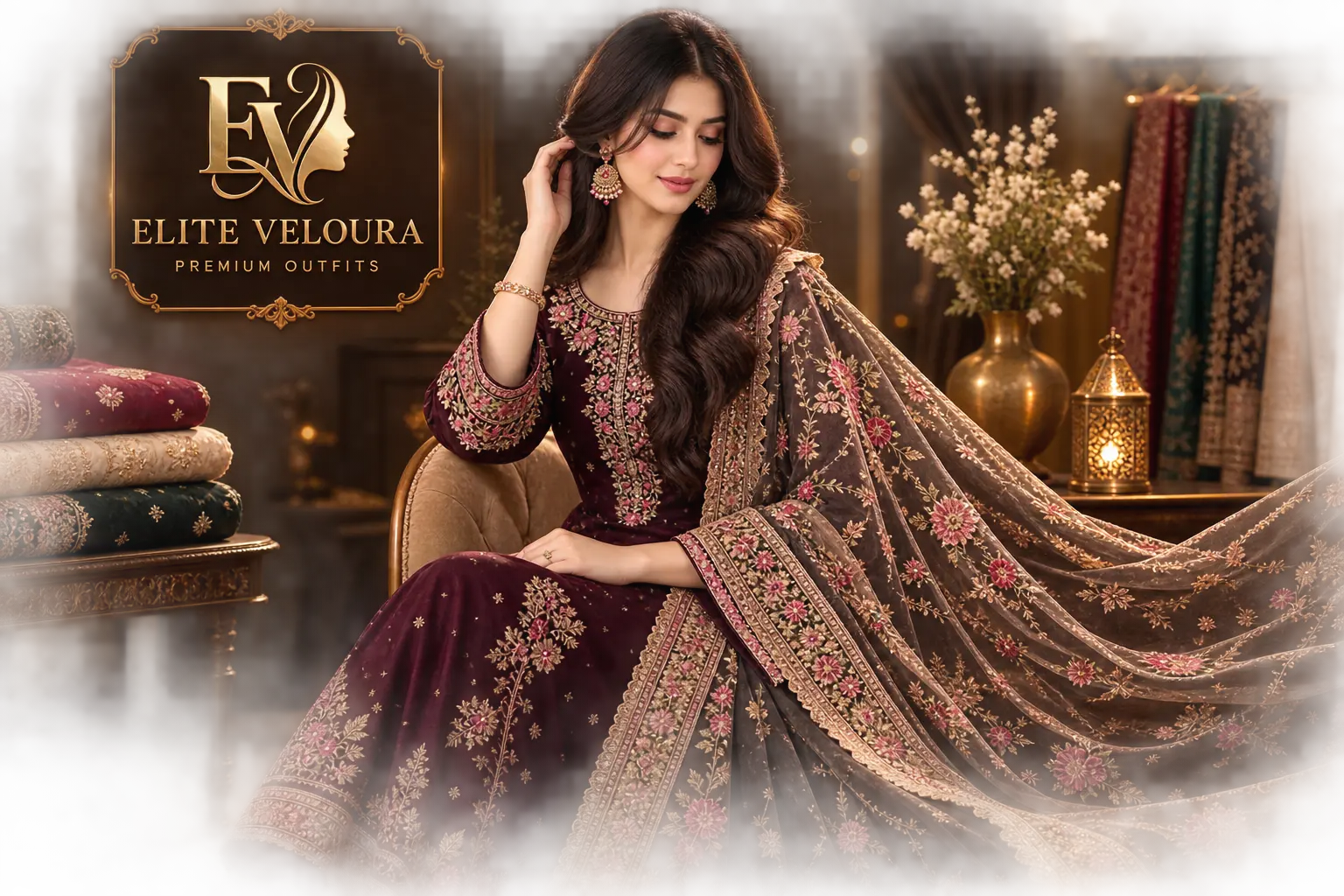Elite Veloura Premium Orna and 3-Piece Collection in Bangladesh