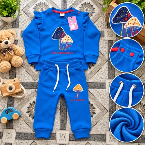 Blue Mushroom-Themed Kids’ Outfit Set